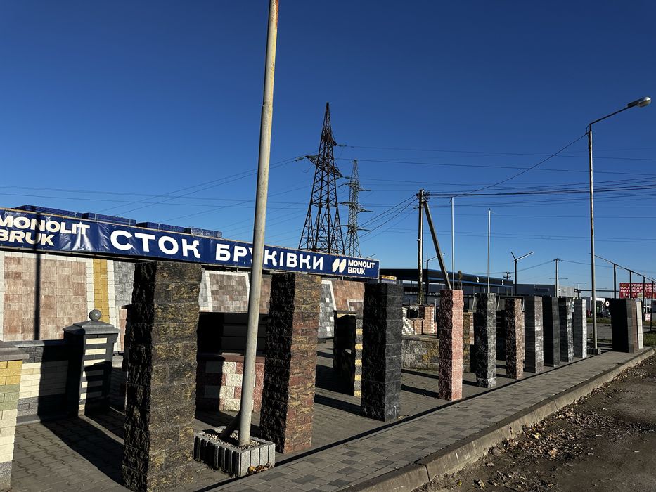 Блок модульний паркан, цегла рвана Кая, бруківка, поребрик бордюр