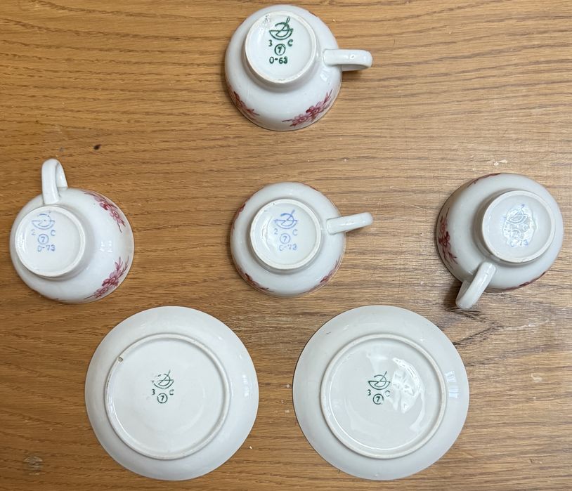 Раритетный винтажный фарфоровый чайный / кофейный комплект Довбыш