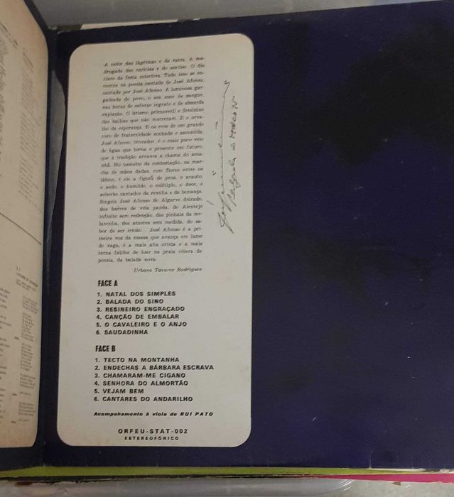 Disco Vinil "Cantares do Andarilho" - José Afonso