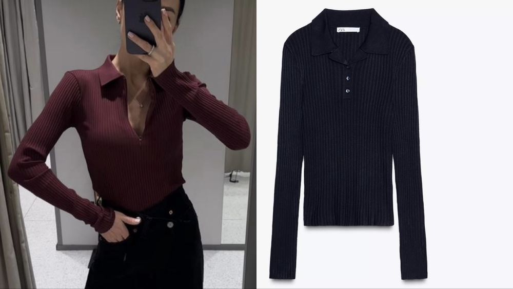Лонгслів zara поло в рубчик zara S M светр поло zara
