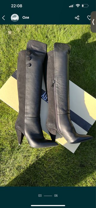 Жіночі чорні шкіряні чоботи Aniye By