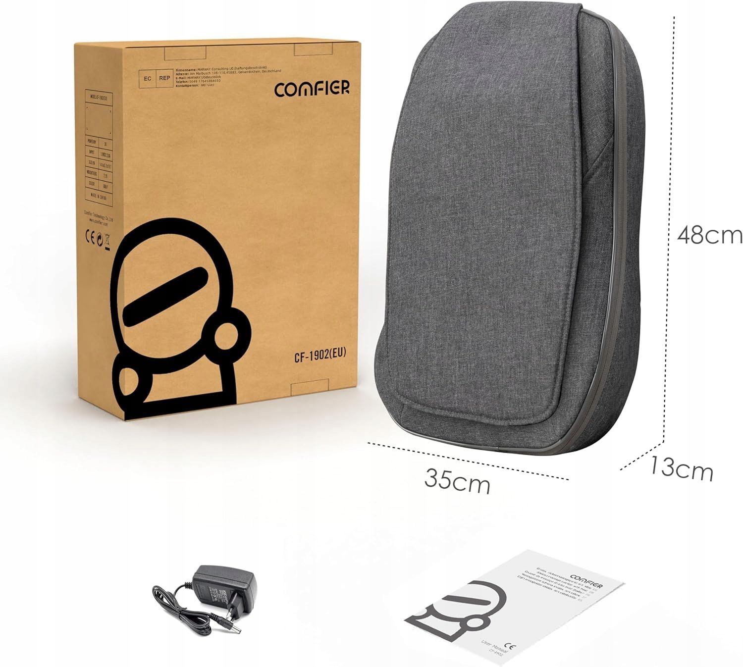 masażer/poduszka pleców shiatsu z funkcją grzania comfier