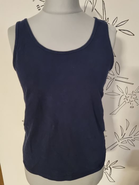 Bluzka top podkoszulka bawełna granatowa gładka L (40)