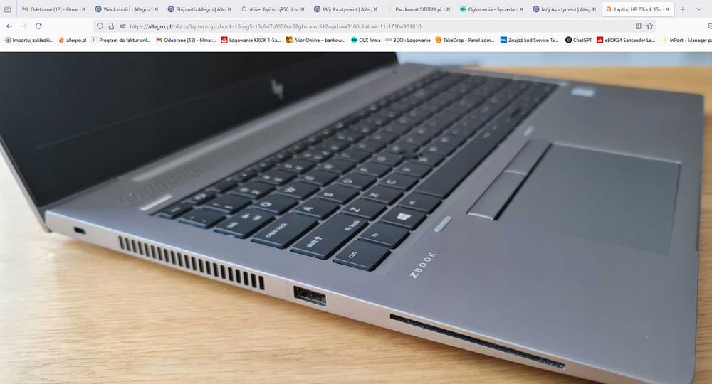 Laptop HP ZBook 15u G5 15,6", i7-8550U, 32GB RAM,512 SSD,WX3100UHD