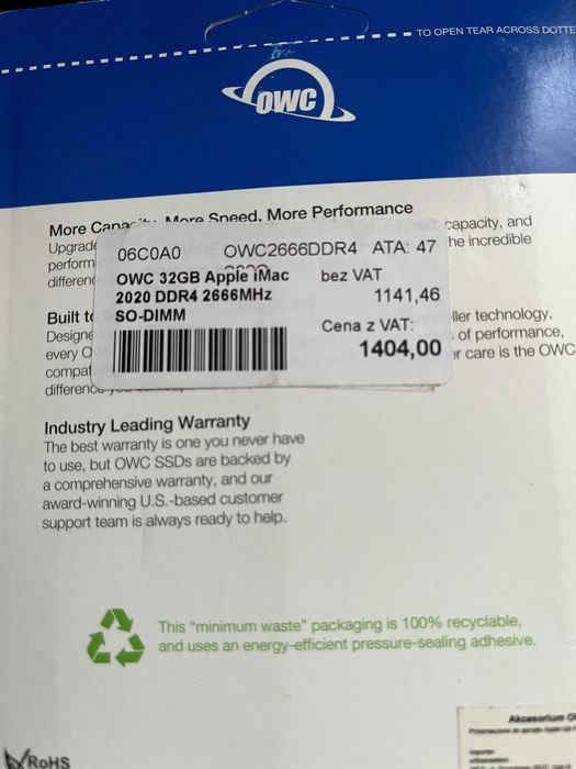 Pamięć RAM OWC SODIMM, DDR4, 32 GB, 2666 MHz, (OWC2666DDR4S32G)