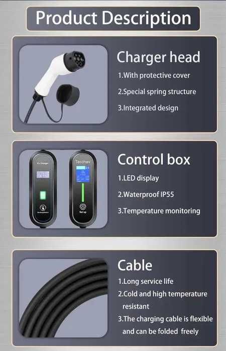 Carregador doméstico para carros eletricos TIPO 2   3.5kW ou 7kW NOVO