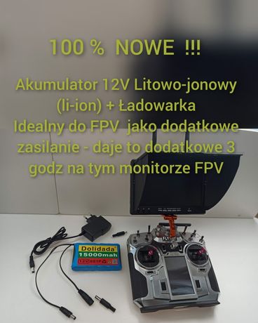 Akumulator 12V Li-lon  FPV Kamery monitoring  litowo-jonowy  ładowarka