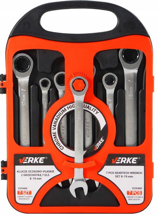 Klucze płasko oczkowe z grzechotką zestaw kluczy płaskich  8-19mm 7e