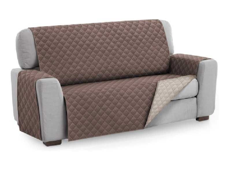 Pokrowiec na sofę 2-osobową 110 cm dwustronny brązowy Textilhome MALU