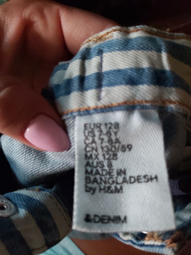 Bermudy jeansowe dziewczęce H&M 128 rybaczki dresowe cool club 128