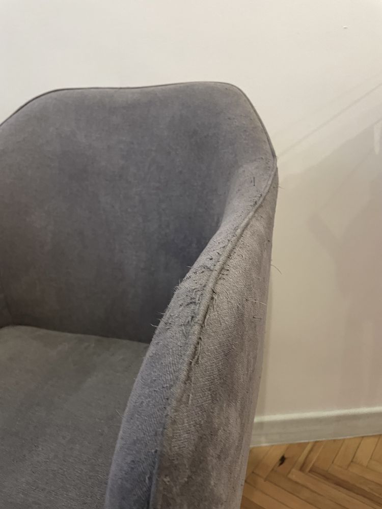Krzesło z podłokietnikami fotel tapicerowany szary