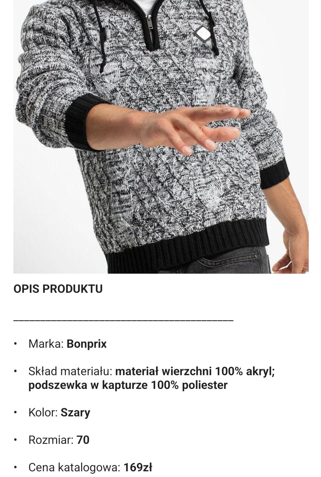 Sweter męski rozmiar 70