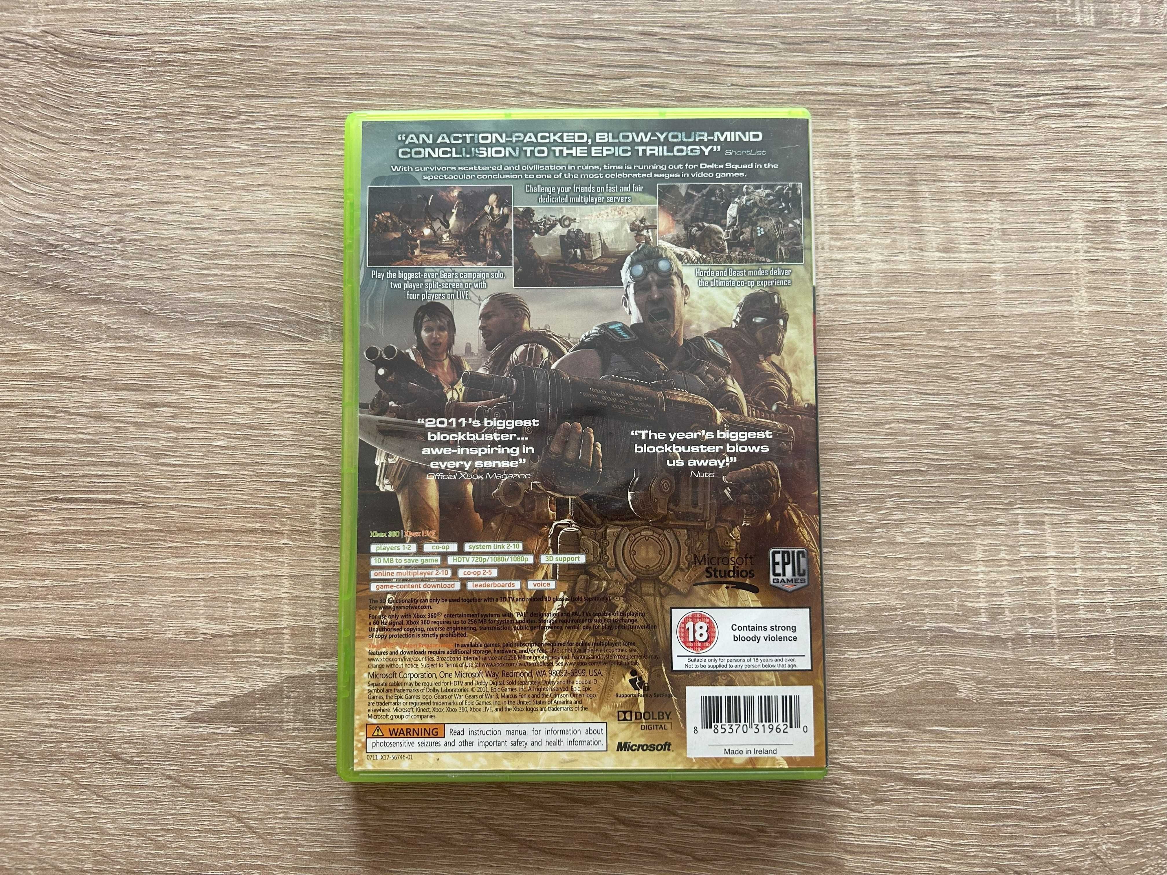 Gears of War 3 - Xbox 360 - stan Używany, sprawny 100%
