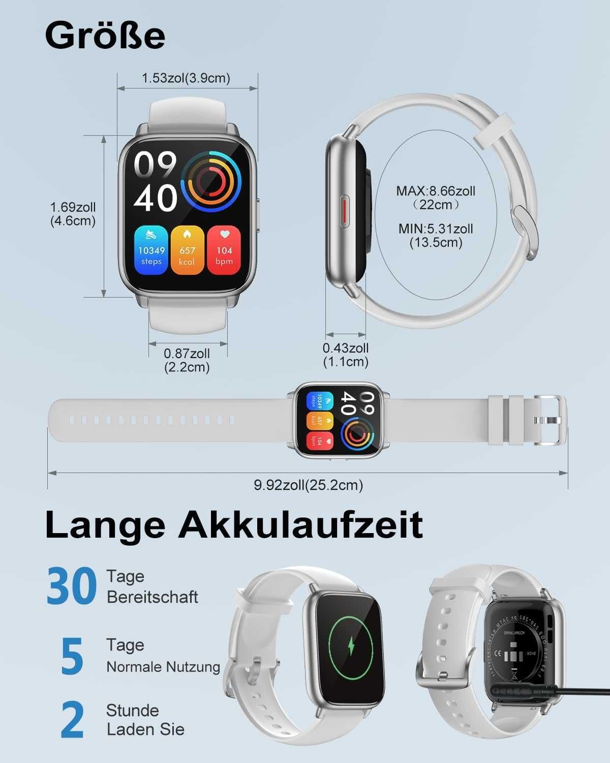 Smartwatch Damski i Męski z Rozmowami Bluetooth Pulsometr Krokomierz