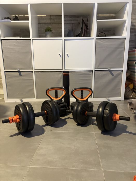 Pesos ajustaveis, barra, halteres e kettlebell 25kg