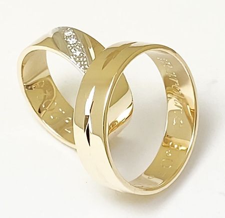 Złote obrączki z cyrkoniami 6 mm