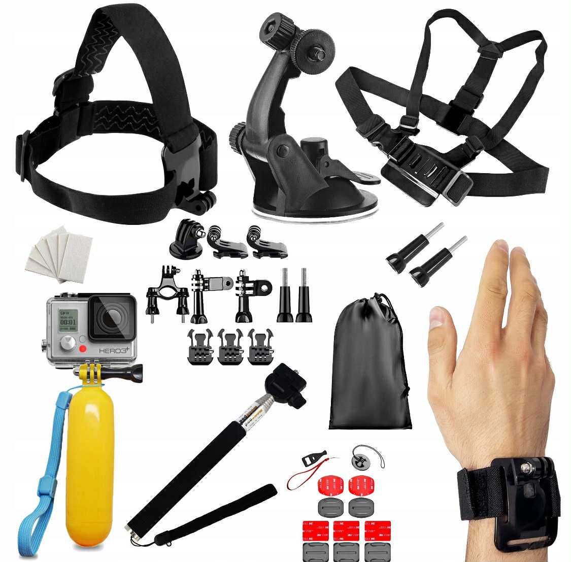 Zestaw akcesoriów GoPro 50w1 z walizką hard case i mocowaniami!!