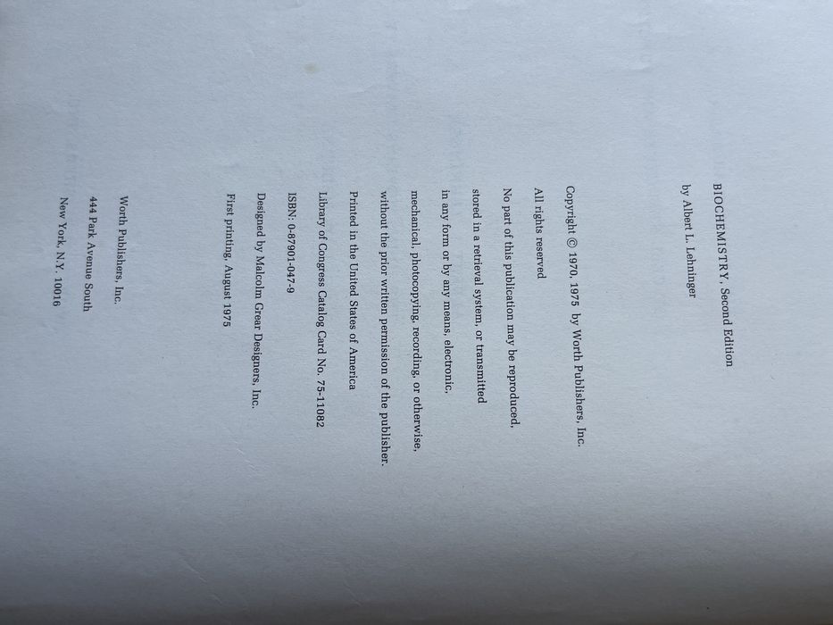 Livro Biochemistry , Lehninger