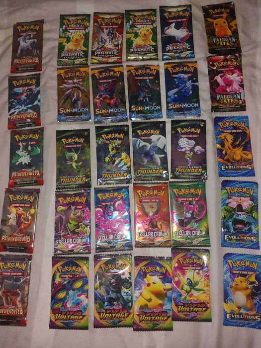 7 різних серій Бустерів карточки Pokemon, 67 карт без повторів