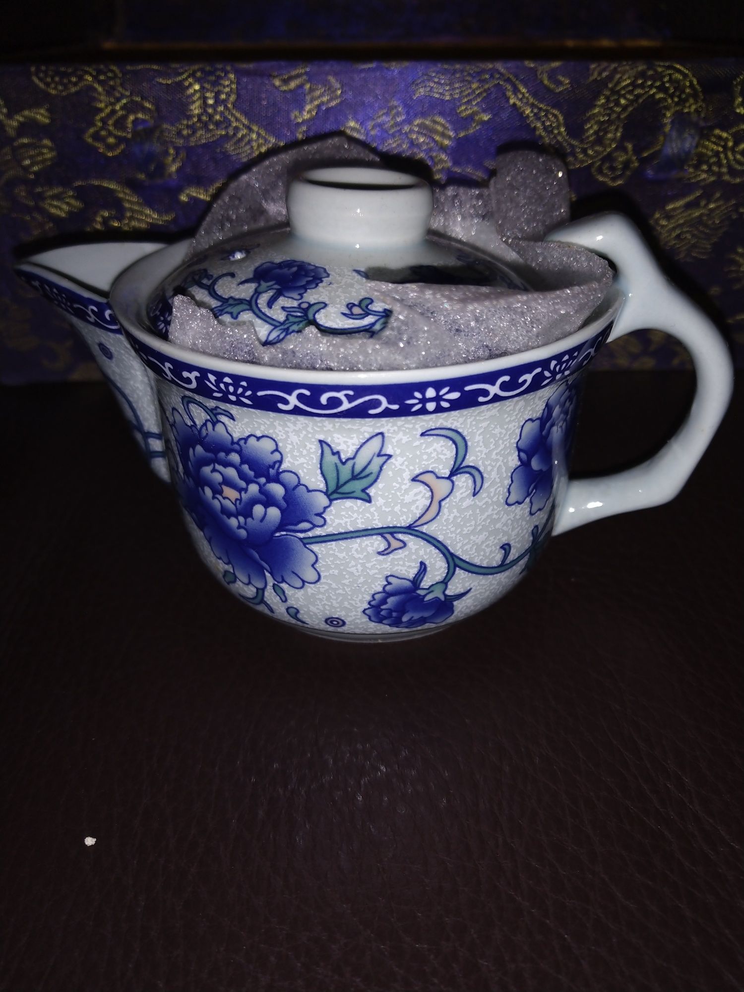 Conjunto chá com caixa seda