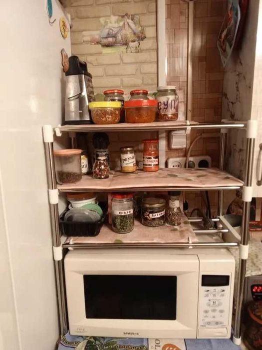 3-х ярусная полка органайзер для микроволновки,стеллаж для хранения