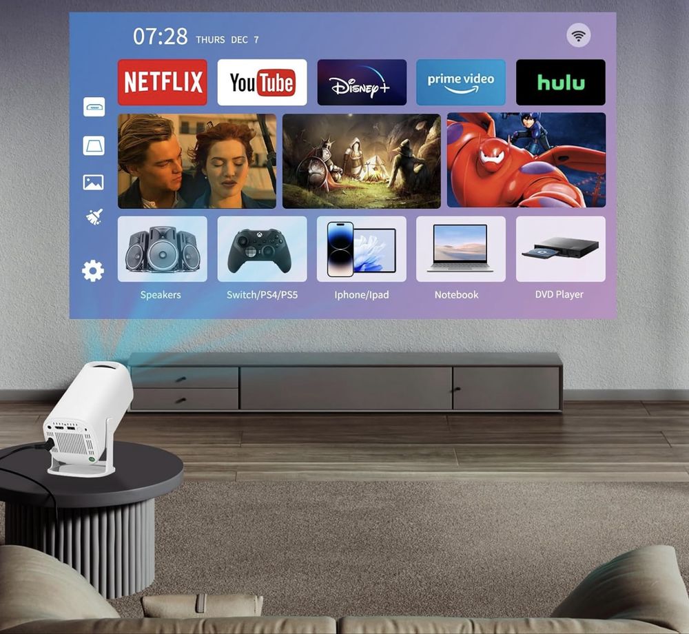 COVVY Mini projektor, przenośny projektor z Wi-Fi,by,android