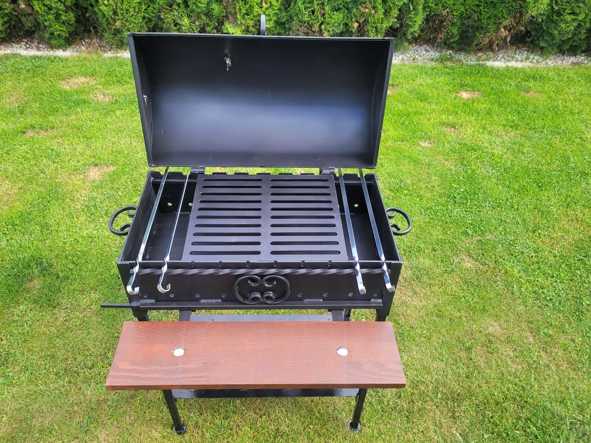 Grill węglowy DUŻY SOLIDNY stal 4mm Palenisko 32x60cm ŚLĄSK