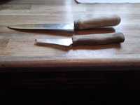 2 noże z drewnianą rączką Vintage Prl
