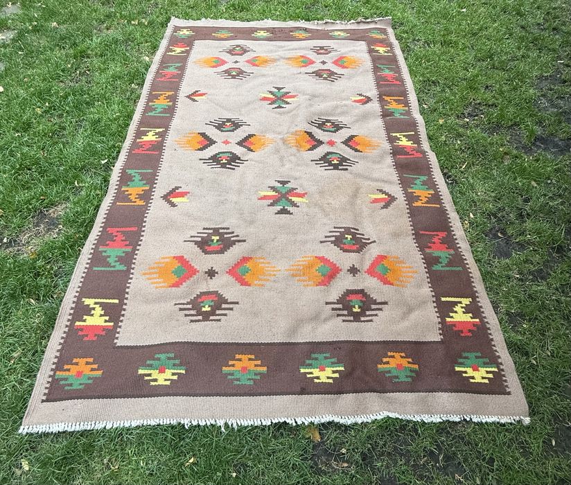 Dywan kilim wełna vintage PRL 190x320