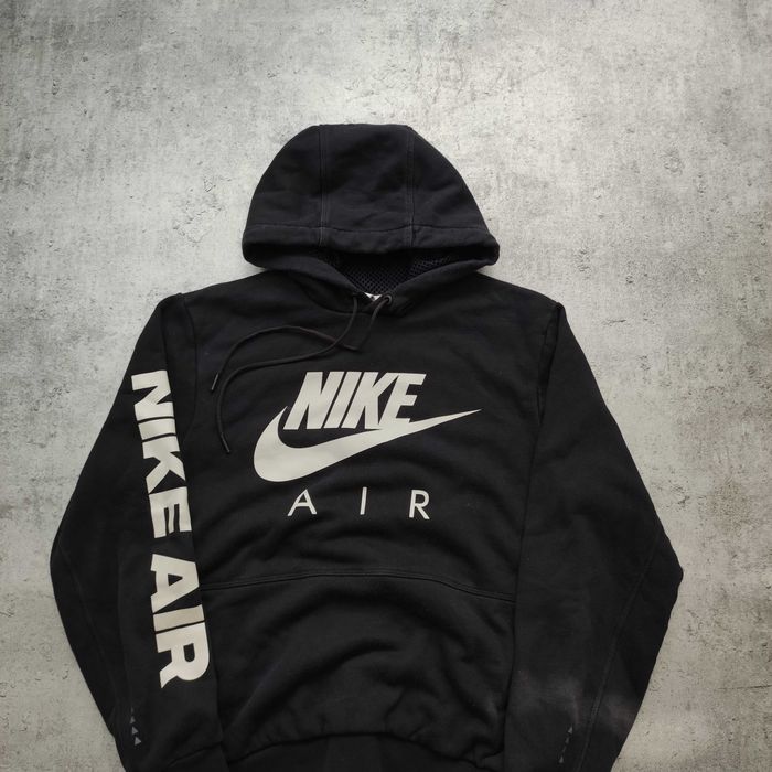MĘSKA Bluza z Kapturem Bawełna Nike AIR Max Duże Logo Czarna Nadruk