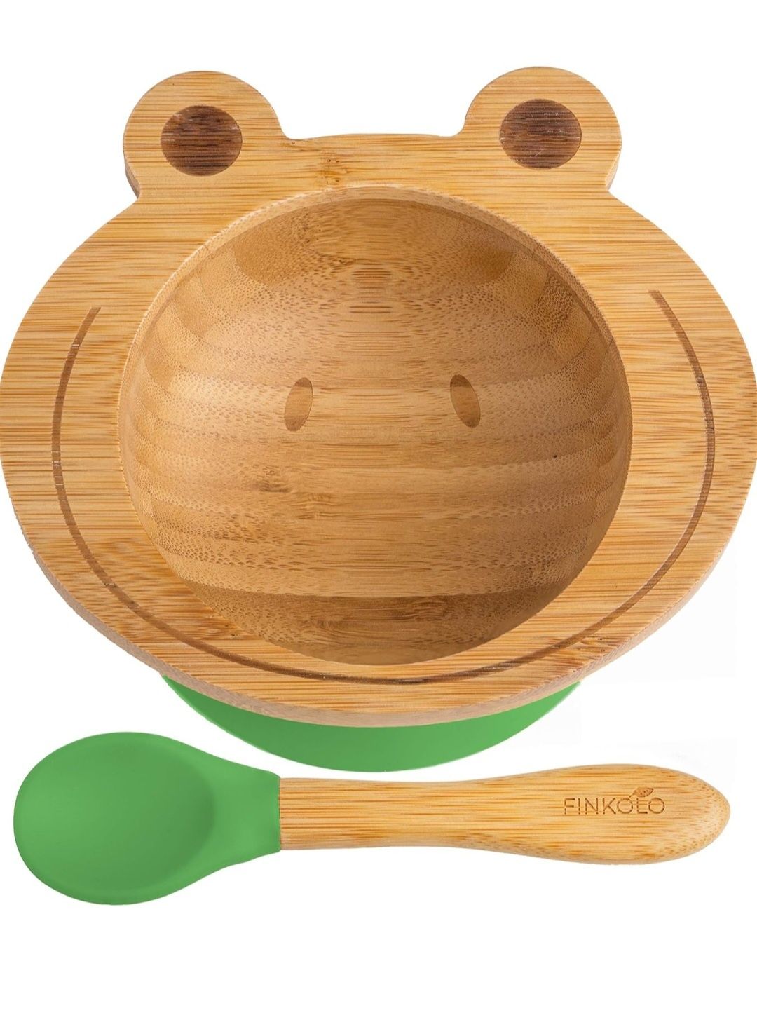 Miska przyssawka dla niemowląt i łyżeczka z naturalnego bambusa