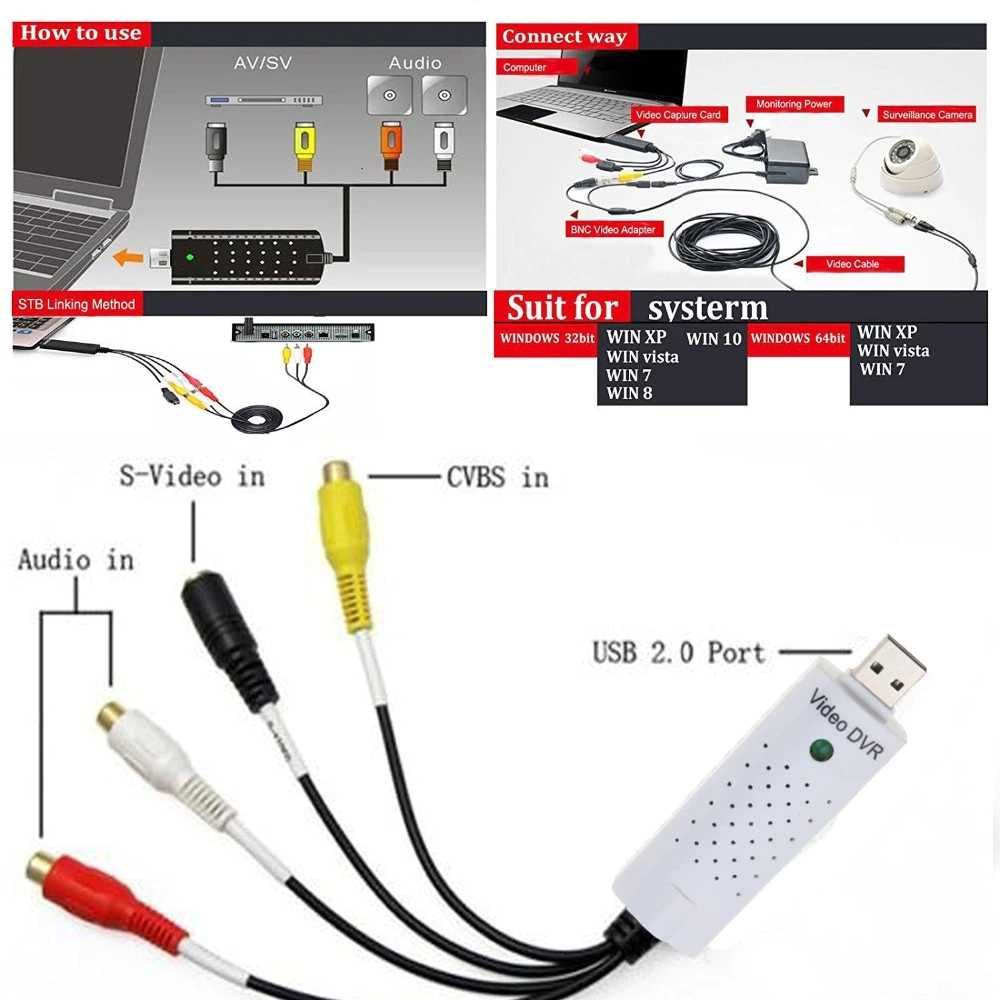 Карта видеозахвата EasyCAP 0941 USB 2.0 DVR AV и S-Video Capture плата