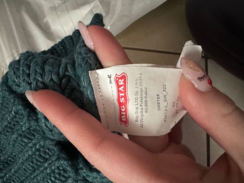 Big Star zielony gruby ciepły sweter