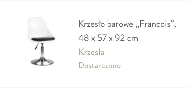 Krzesło barowe Francois Westwing białe skóra jak nowe biurowe obrotowe