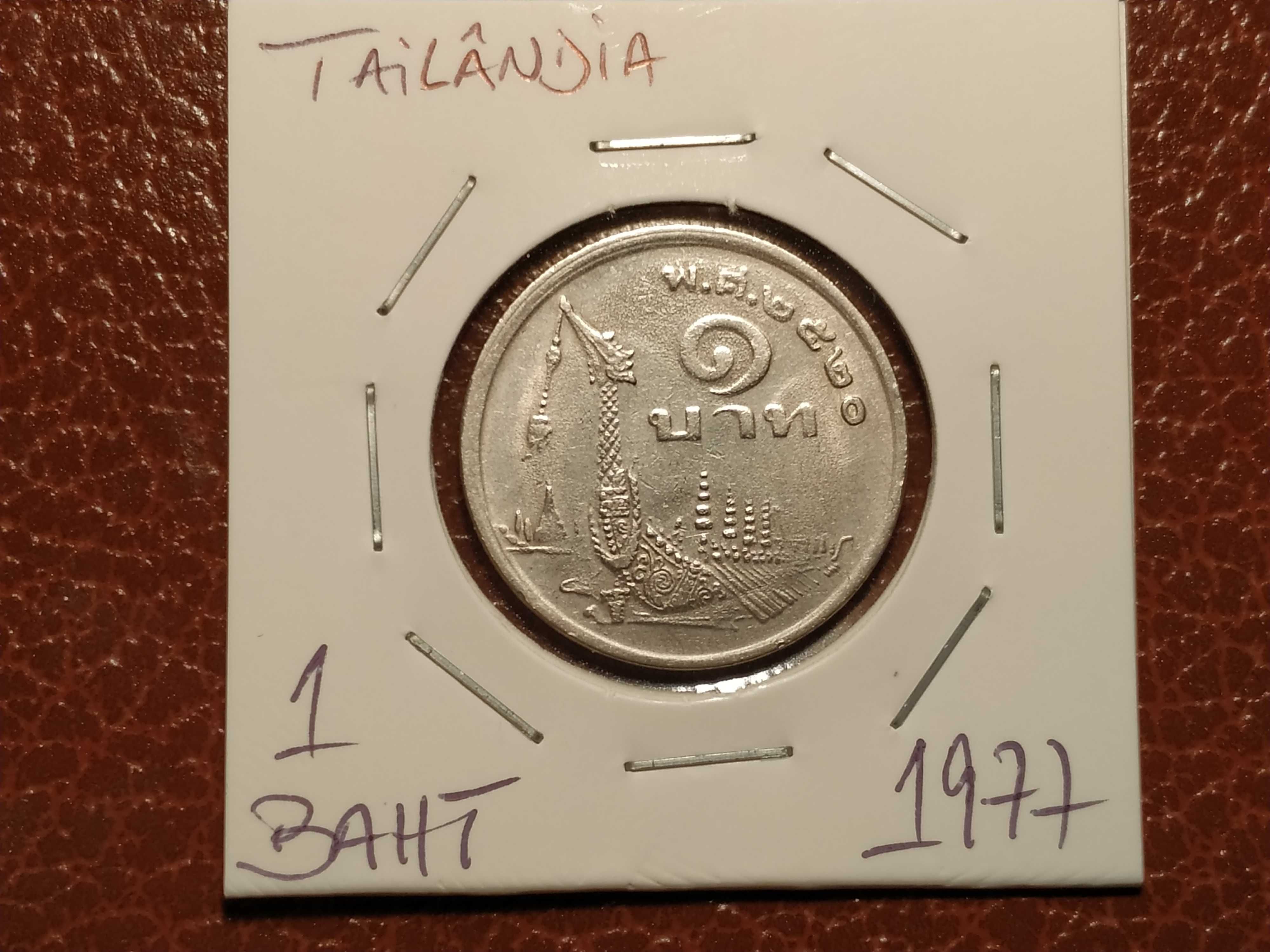 Tailândia - moeda de 1 baht de 1977 (barcos)