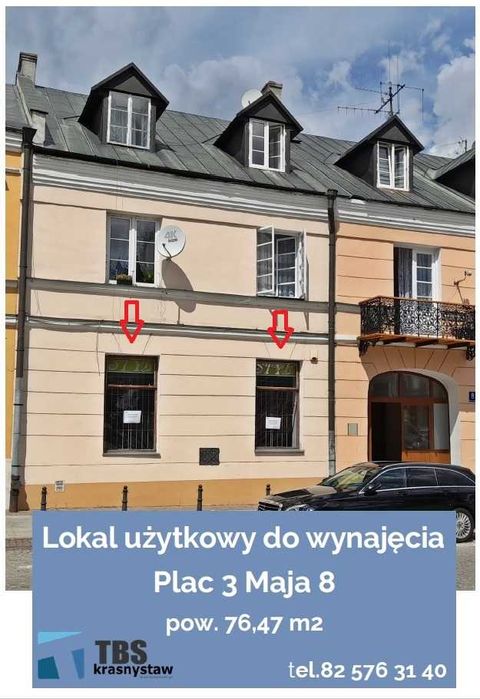 Lokal użytkowy na wynajem w centrum o powierzchni 76,47 m2.
