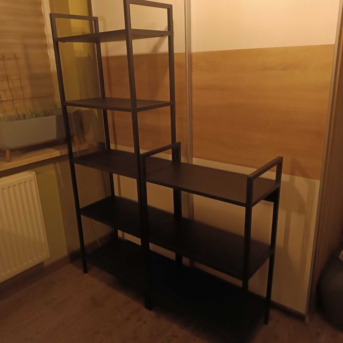 3 czarne regały MDF z metalową ramą Jysk Tistrup