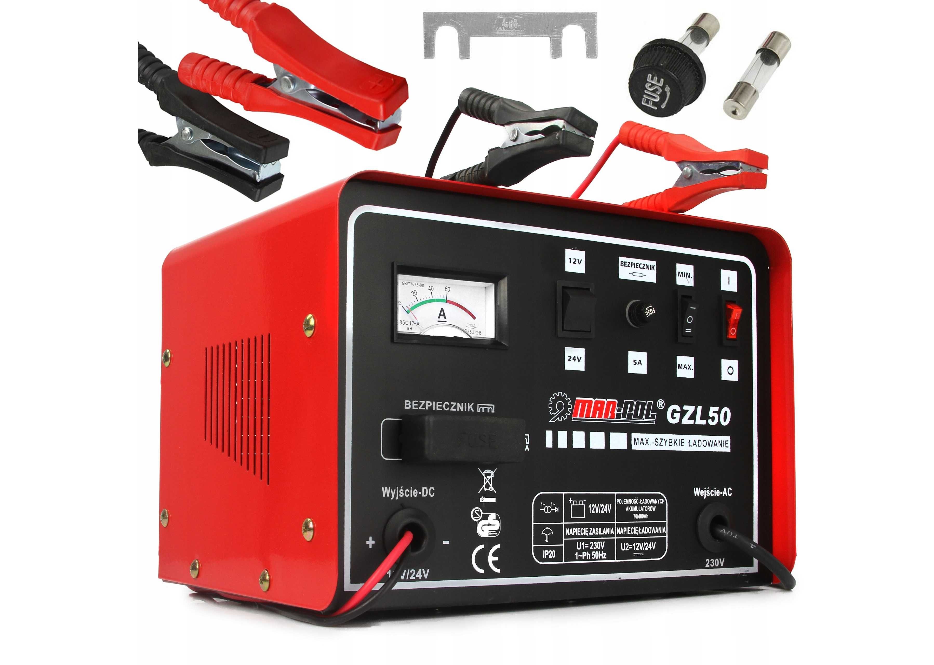 PROSTOWNIK samochodowy FAST CHARGE 12V 24V 50A 180Ah transformator