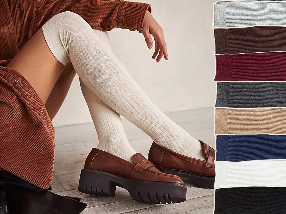 Панчохи текстурні білі гольфи бавовняні чорні зимові заколінки