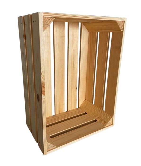 Skrzynki drewniane z gładkich listew – 40x30x18,5 cm,  naturalna