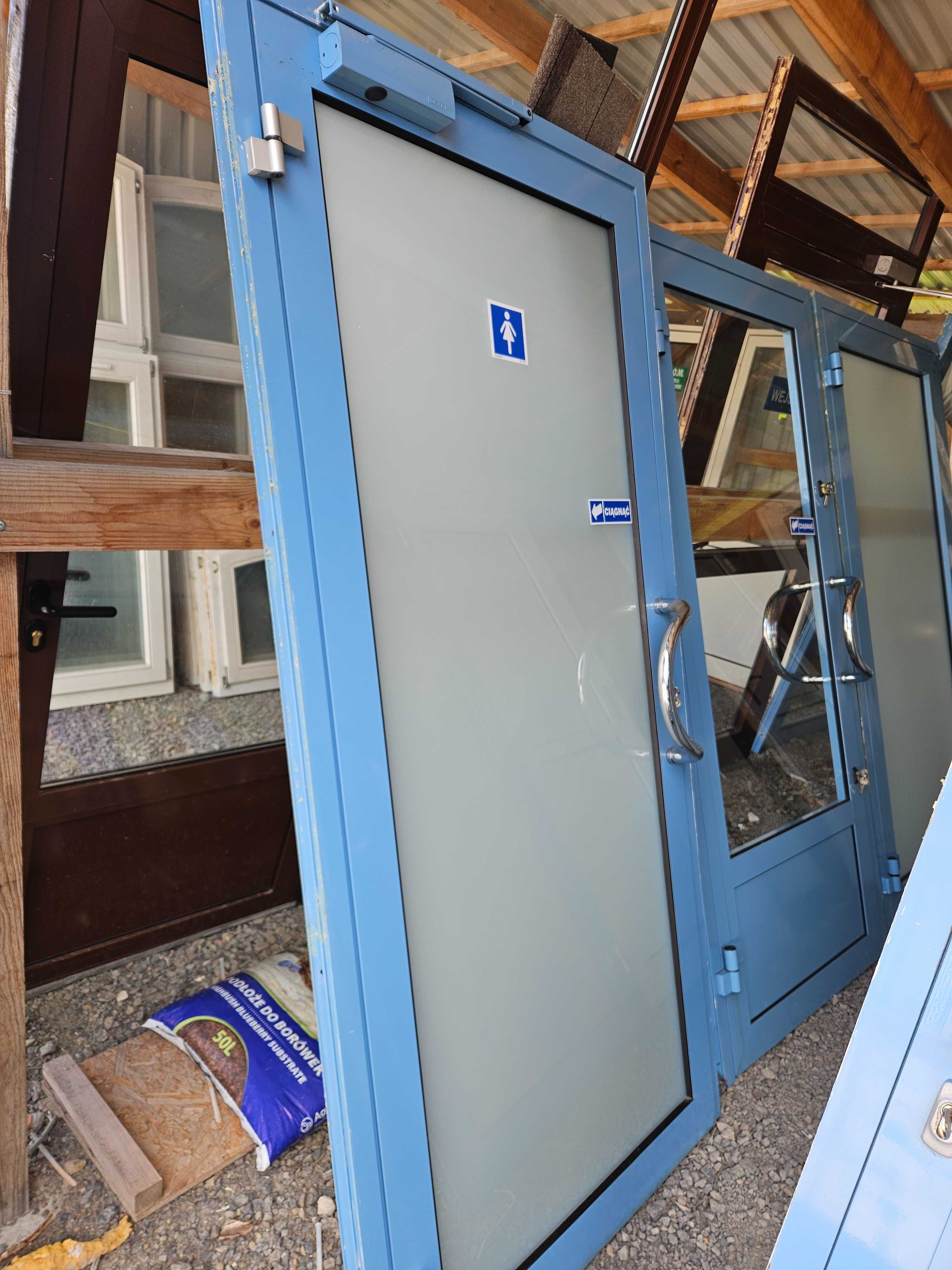 DRZWI Zewnętrzne Aluminiowe Wejściowe Przeszklone 103x210cm 2 sztuki