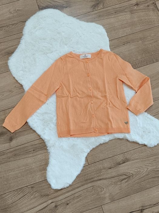 Pomarańczowy kardigan sweterek dziewczęcy 100% Bawełny 122/128 cm H&M