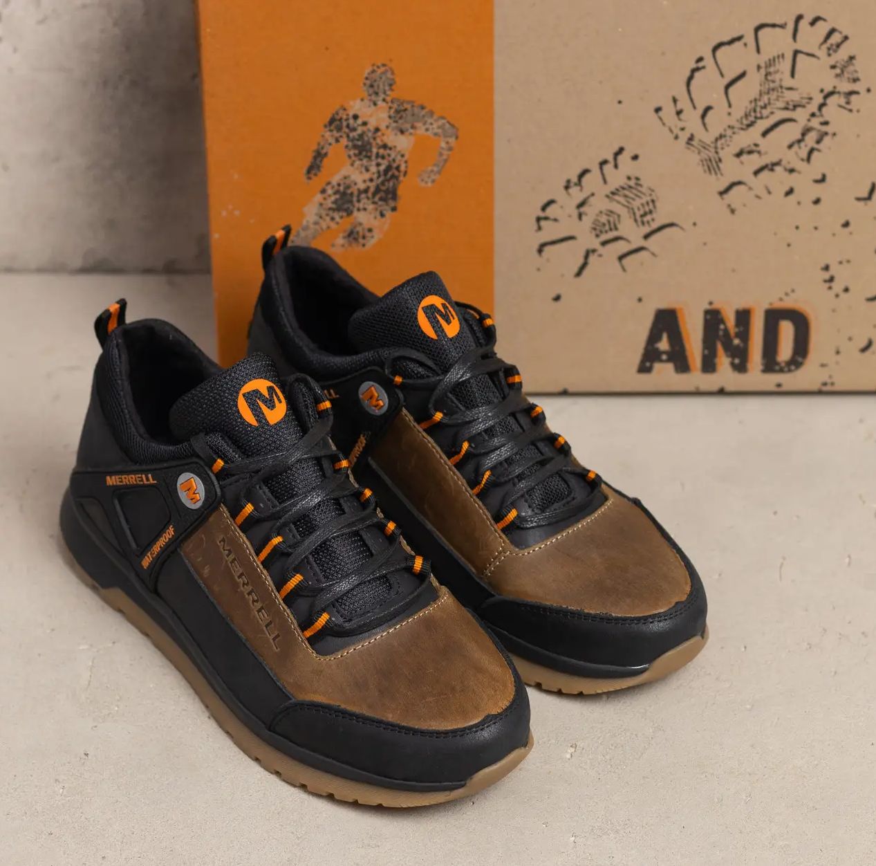 Кожаные кроссовки Merrell мужские коричневые, мужская спортивная обувь