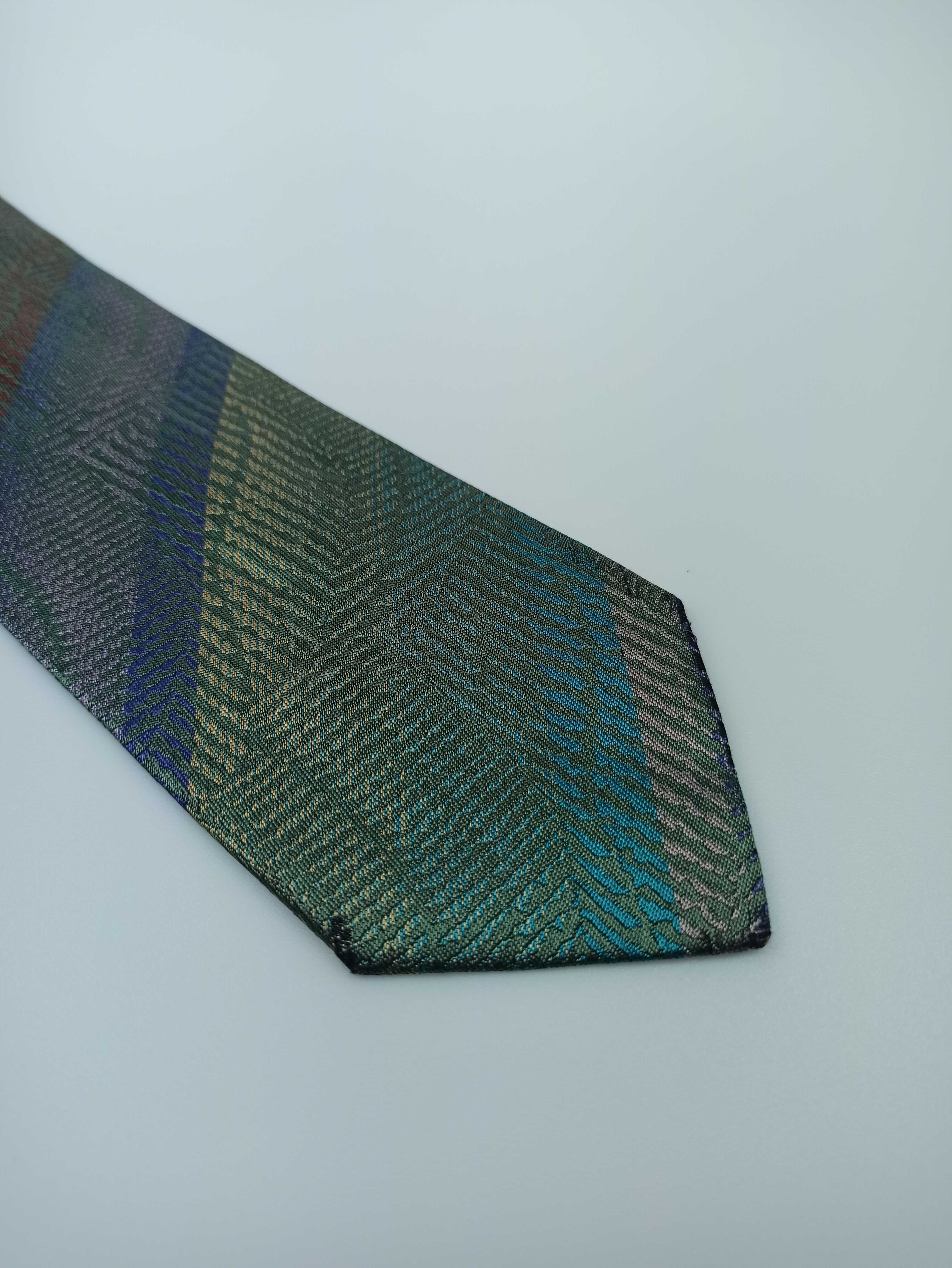 Paolo Da Ponte zielony niebieski jedwabny krawat pa16