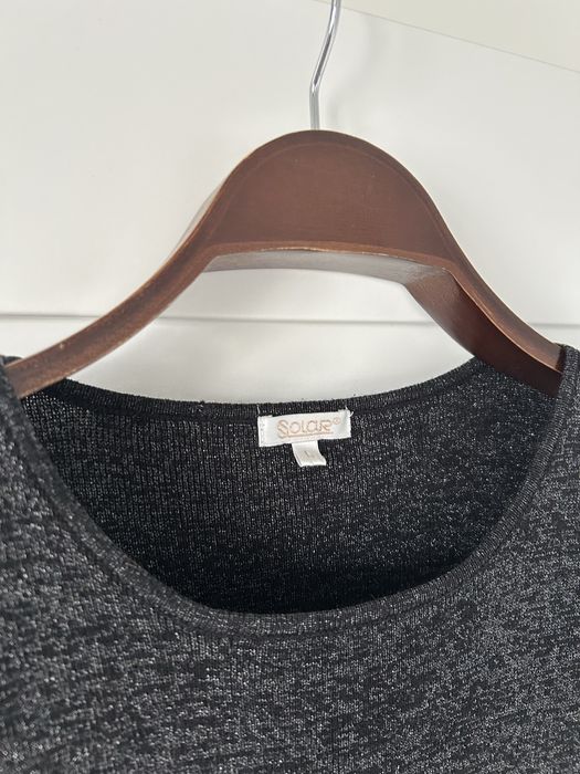 Czarna Sukienka Mini Tunika Solar Metaliczna L 40 Bluzka Bezrękawnik