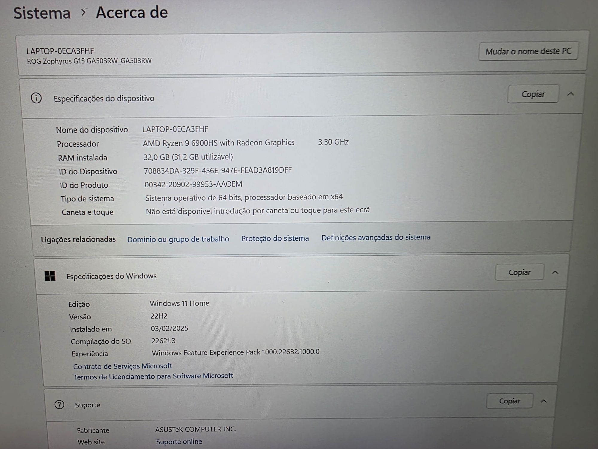 Portatil Asus Rog Zephryus G15 GA503RW