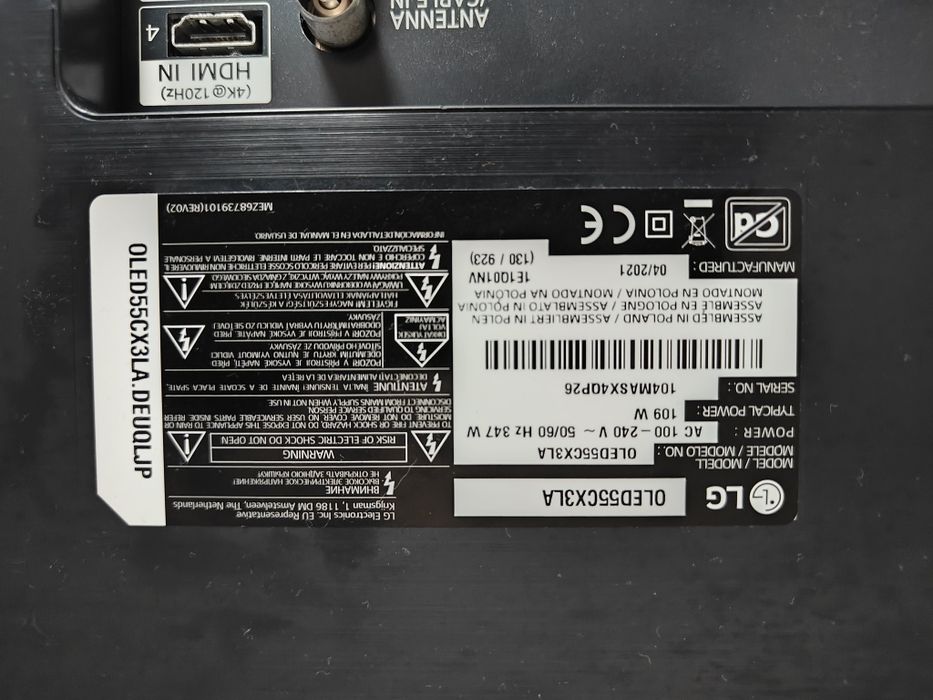 Para peças LG OLED55CX3LA