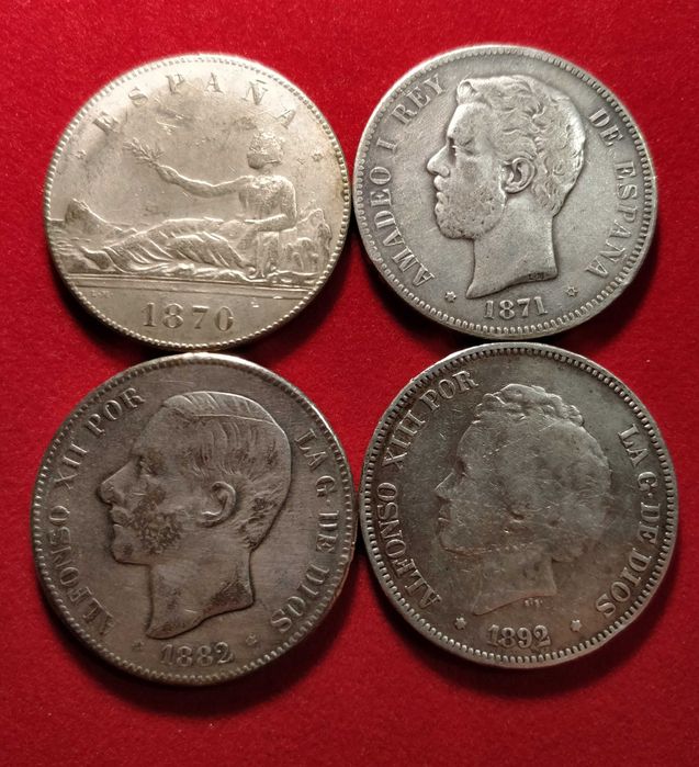 Lote de 4 moedas de Espanha do Séc. XIX - Falsas da época