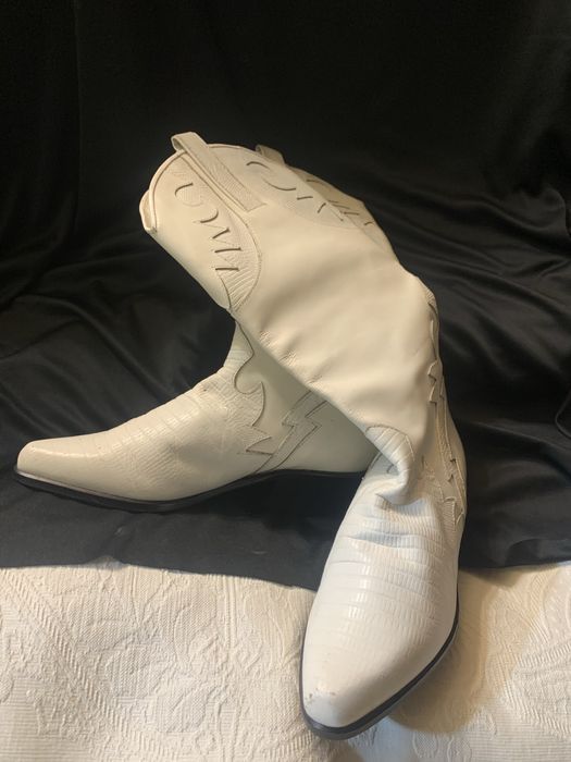 Ковбойские белые сапоги с узором