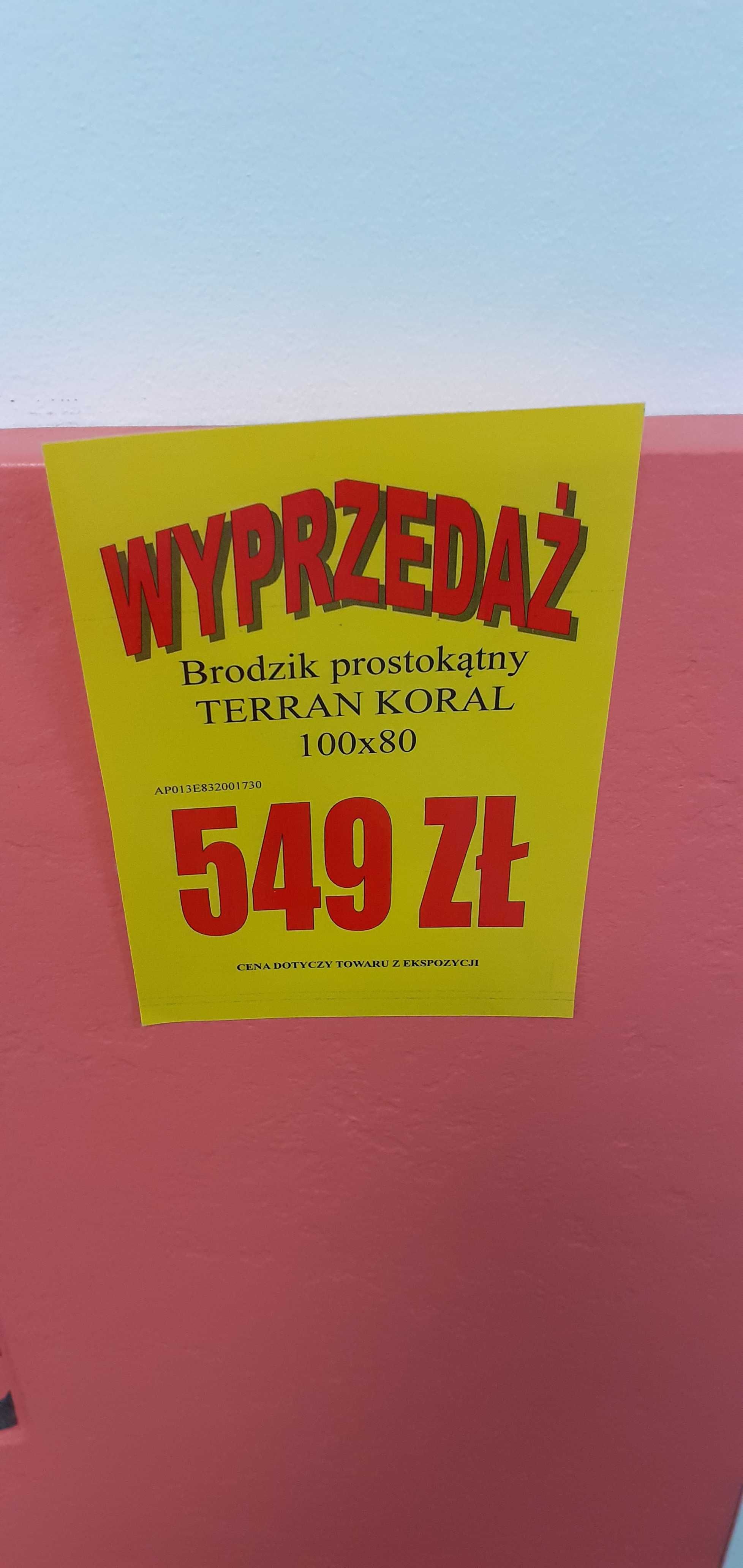 Roca TERRAN Brodzik prostokątny 100x80 cm koralowy